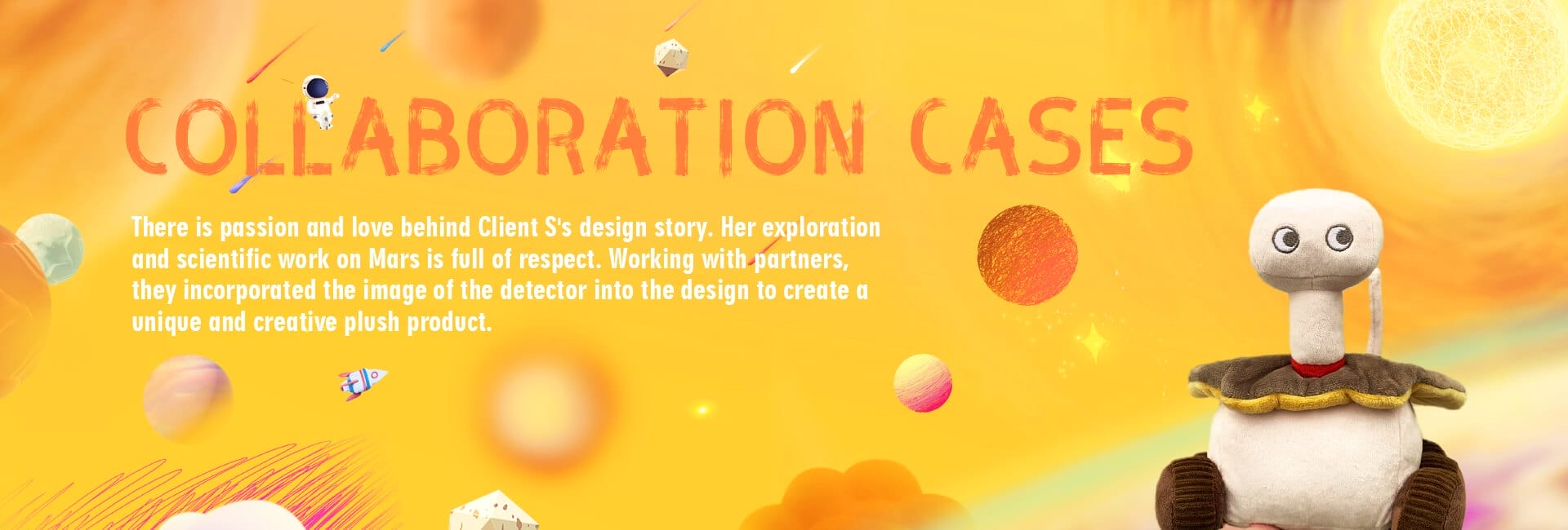 Plush products in the image of the Opportunity rover